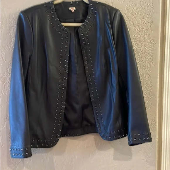 Black Studded Leather Jacket - Picture 9 of 9